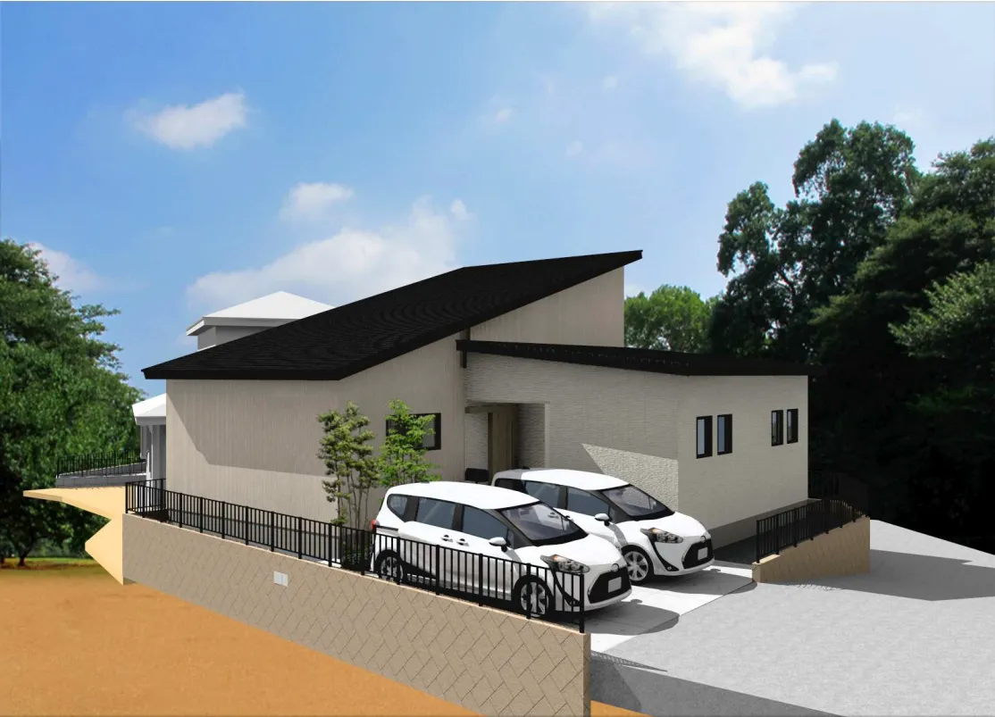 53坪の敷地に26坪の平屋　駐車場２台完備