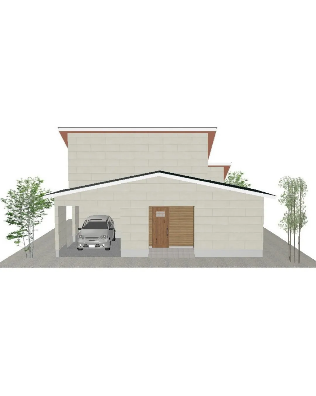 🏡【30坪3LDKのキッチンから中庭を眺める平屋プラン!】