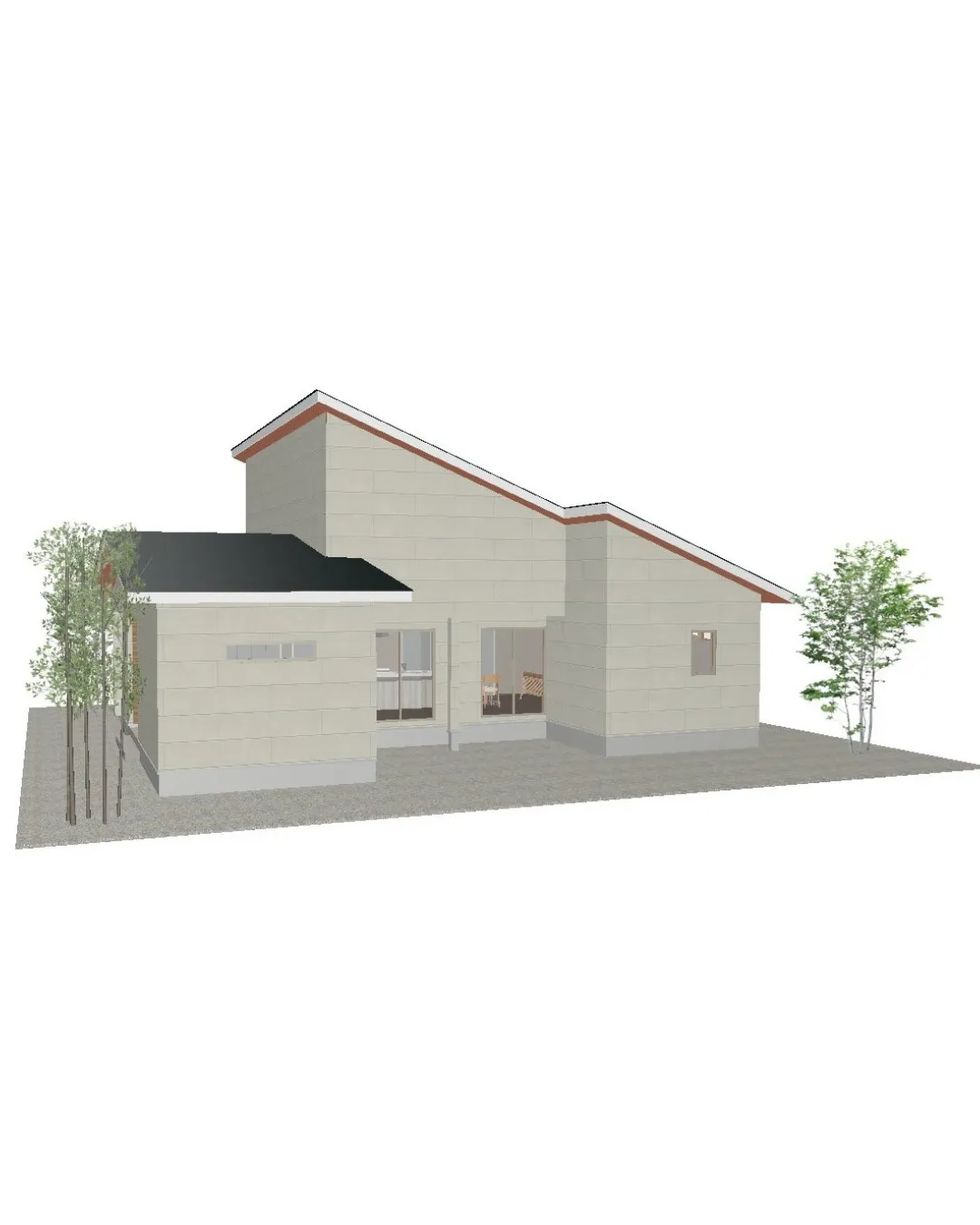 🏡【30坪3LDKのキッチンから中庭を眺める平屋プラン!】