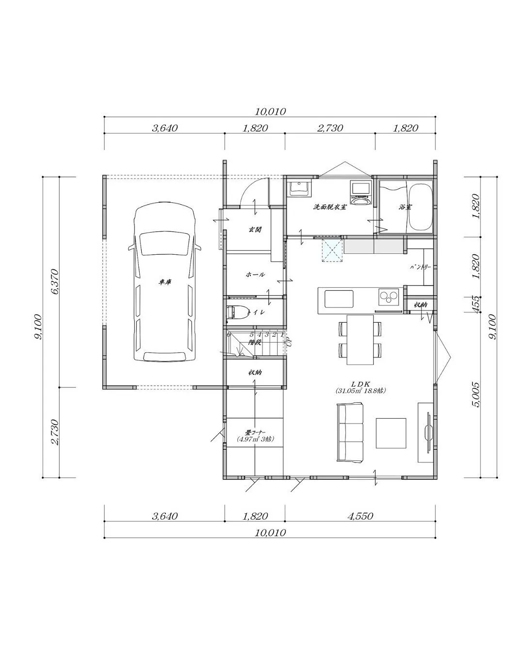 🏡【32坪3LDKのガレージから出入りしやすい二階建てプラン...