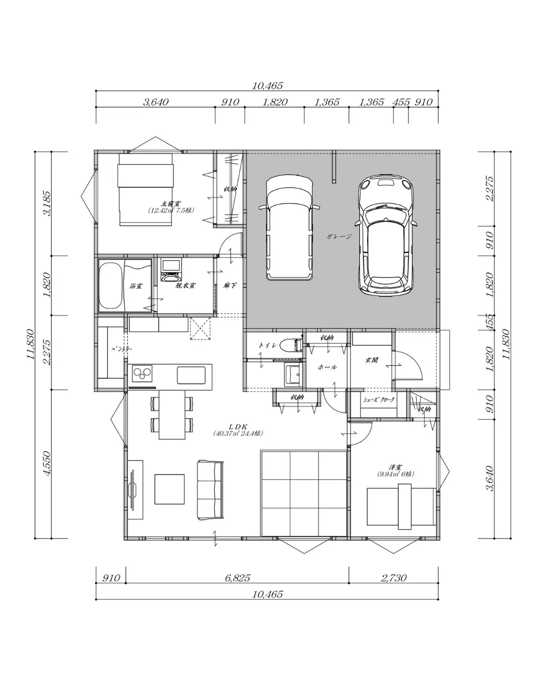 【26坪・2LDKの和室小上がりのある平屋間取り】⁠