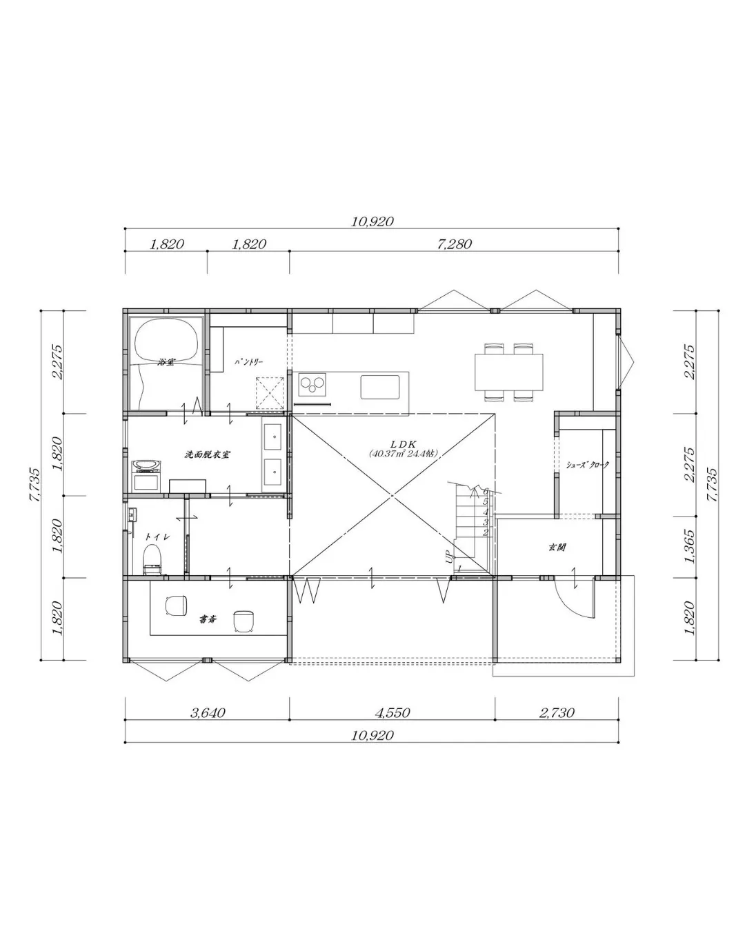 【33坪3LDKの上階と一体感のあるLDKの二階建てプラン！...