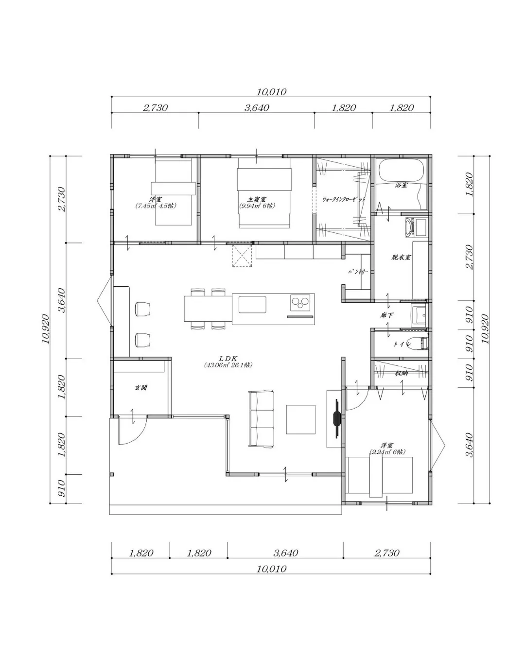 【29坪・3LDKの最適な家事動線の3LDK】