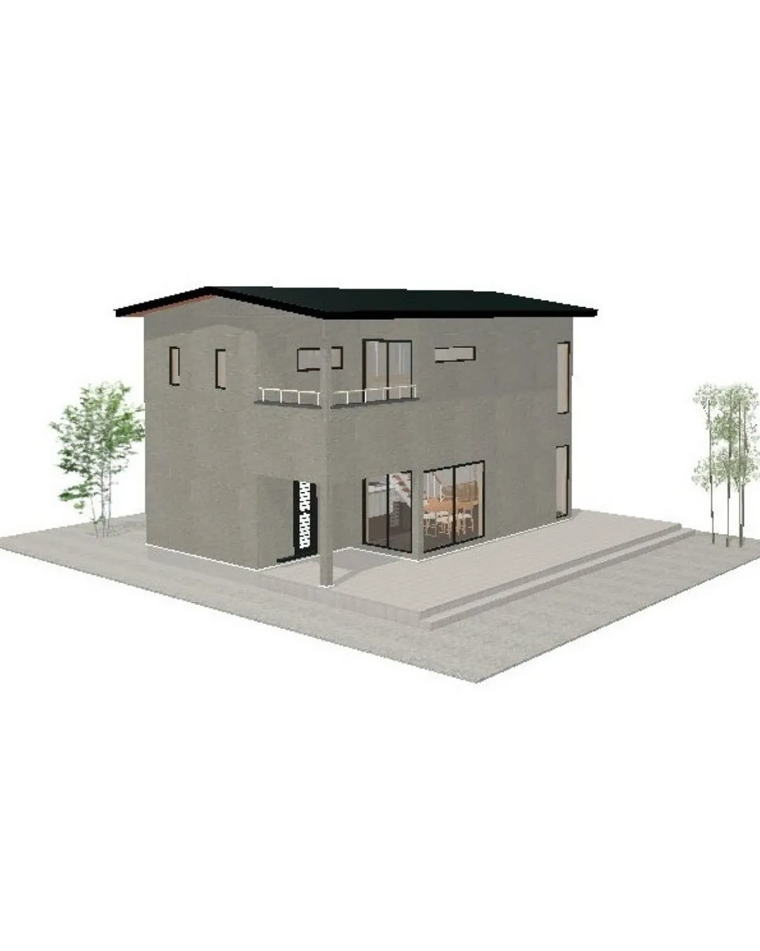 【29坪3LDKのLDKと繋がるタイルテラスの二階建てプラン...