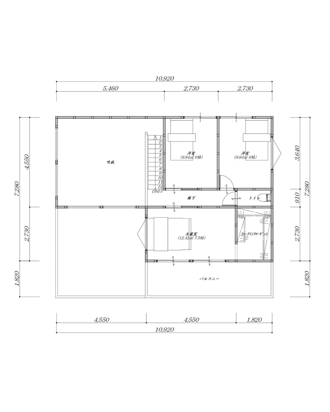 【33坪3LDKの上階と一体感のあるLDKの二階建てプラン！...